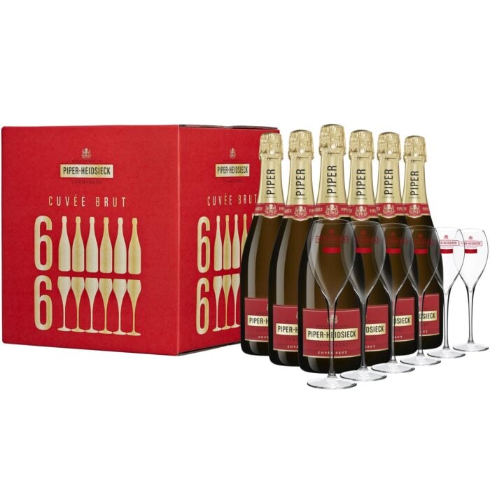 Champagne Piper-Heidsieck Cuvée Brut Flute Party Case 6 Bouteilles et 6 verres - Champmarket