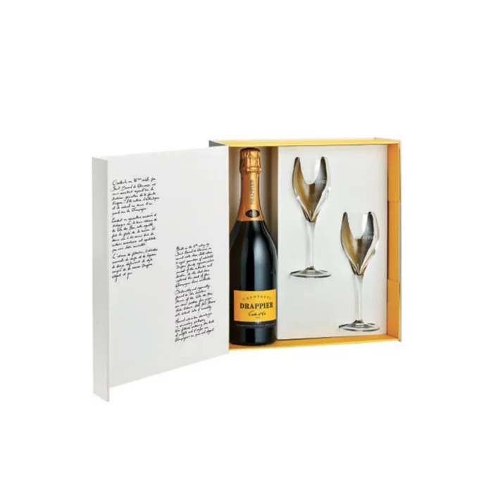 Champagne Drappier Carte d'Or Coffret Tête à tête Bouteille et 2 flûtes - Champmarket