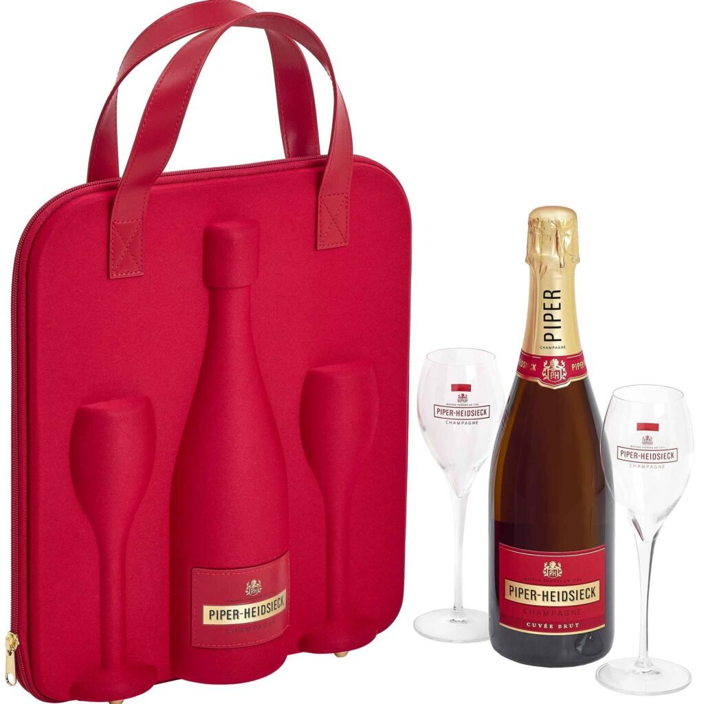 Piper-Heidsieck Cuvée Brut Travel Flute Gift Set 1 Bottle 2 flutes