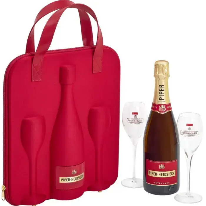 Champagne Piper-Heidsieck Cuvée Brut Coffret Travel Flute Gift Set 1 Bouteille 2 flûtes - Champmarket