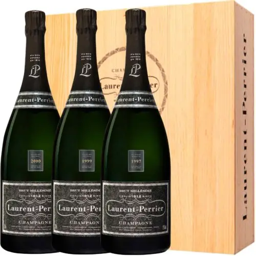 Champagne Laurent-Perrier collection Réserves Bruts Millésimes 1997, 1999, 2000 Magnums avec caisse bois - Champmarket